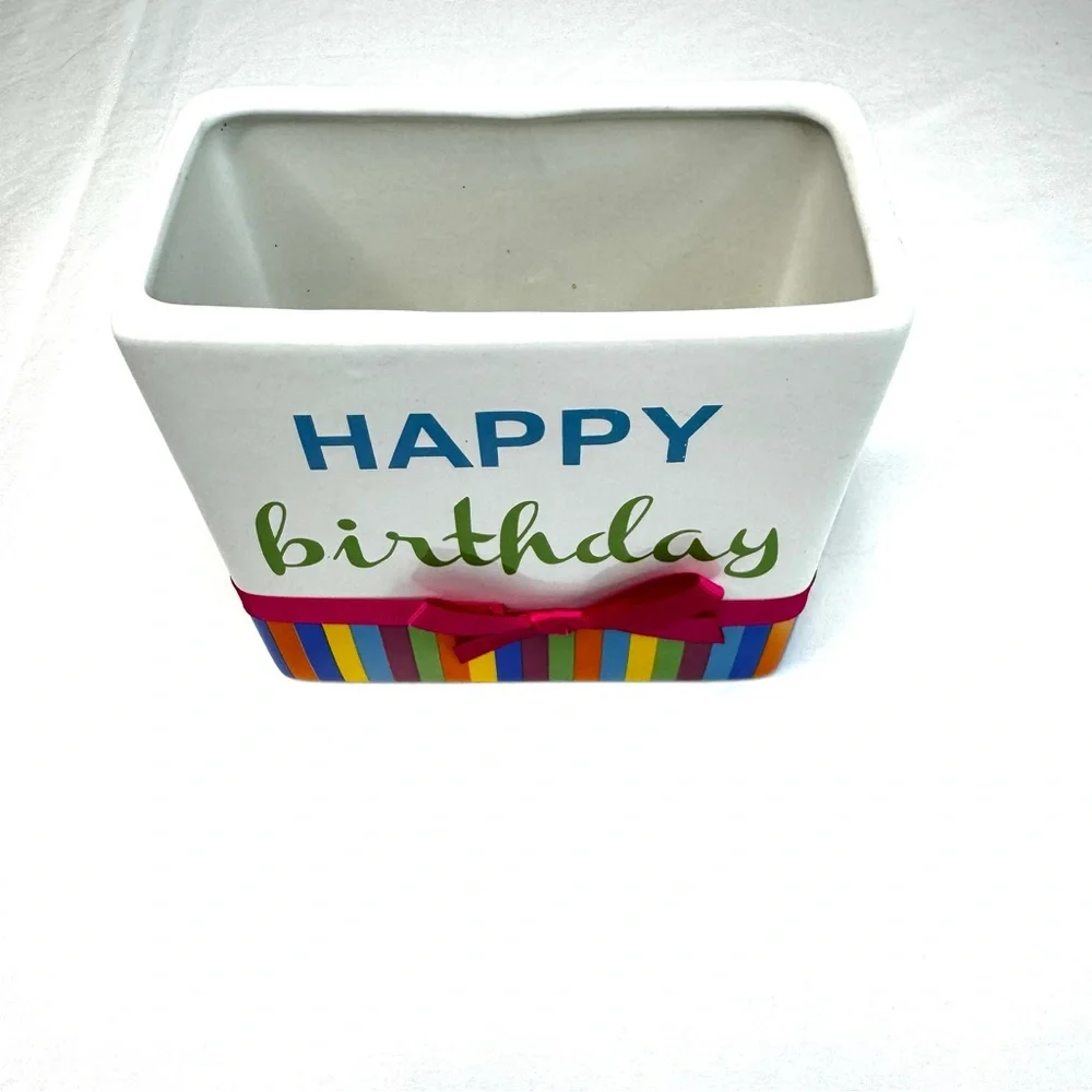 FTD Happy Birthday Ceramic Vase Planter Container Holder 6